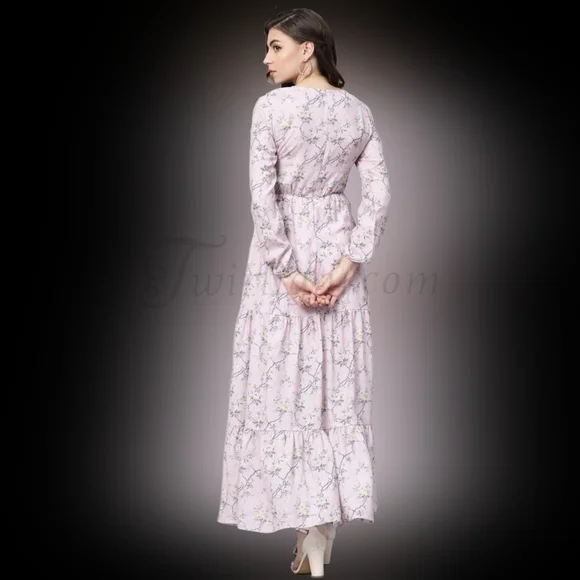 Lilac: Tiered Floral Maxi Dress - Picture 2 of 4